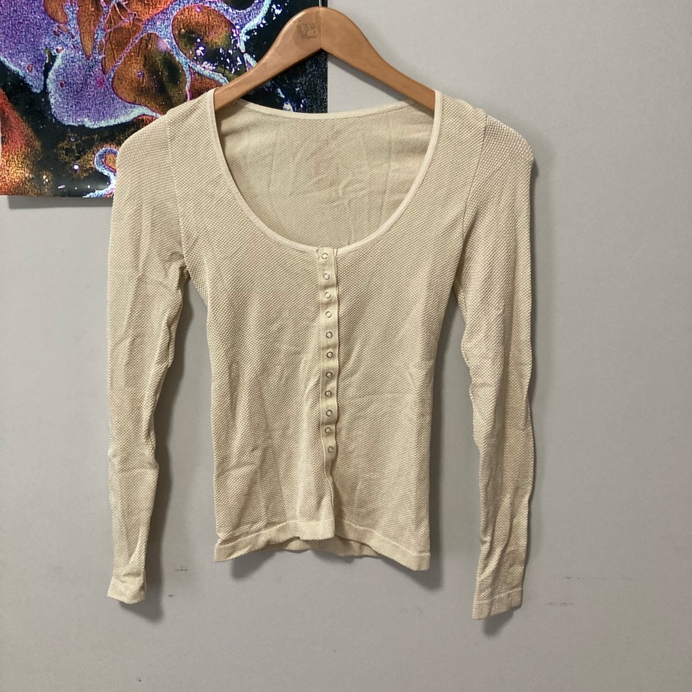 Down The Middle Button Stretchy Top - image 1